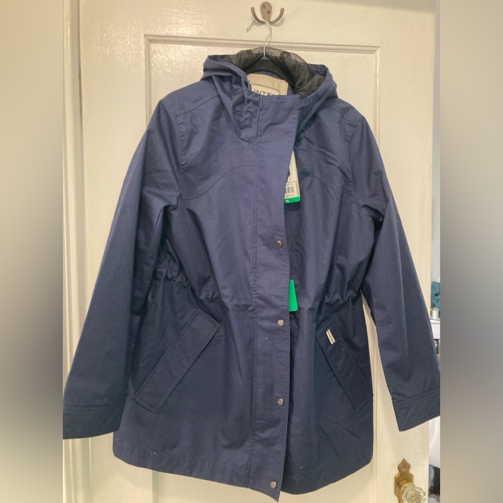 Hunter Navy blue Water Resistant Cotton Smock Rain Jacket Women’s XL NWT